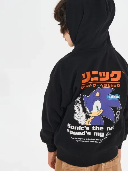 Sinsay Mikina na s kapucí Sonic the Hedgehog černá