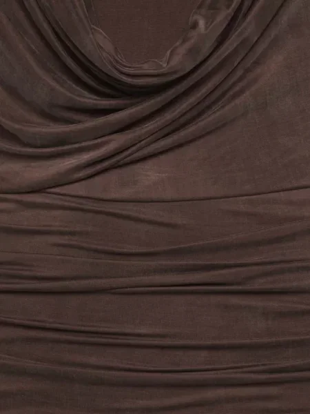 Rochie Elisabetta Franchi cu volane din jerseu maro