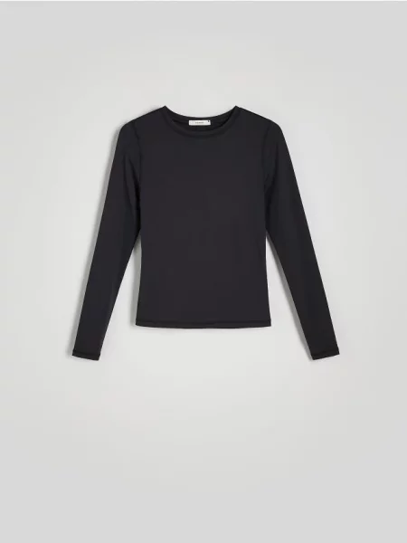 Reserved Gładki longsleeve czarny