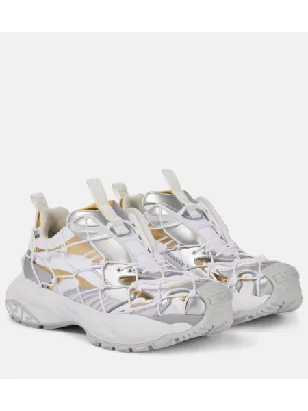 Sneakerși Versace din piele argintiu