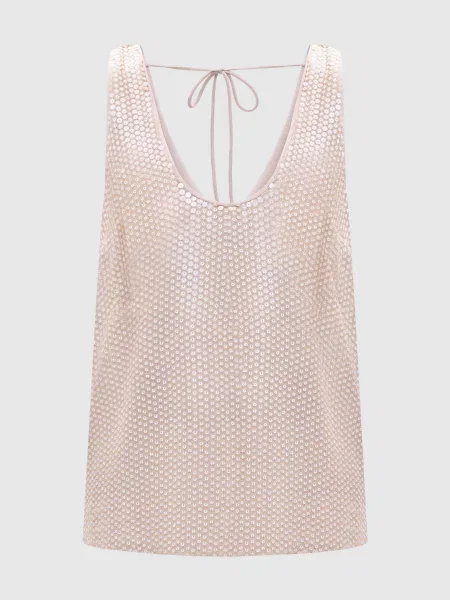 Топ в паєтки Twinset бежевий