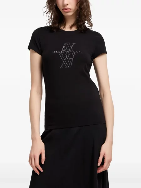 Tricou Armani Exchange cu broderie negru