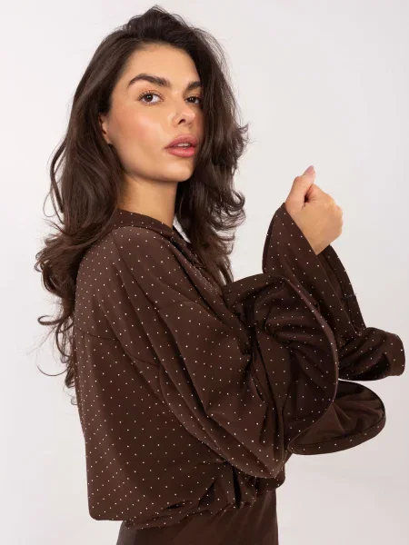 Bluză Moda Italy cu mâneci balon maro