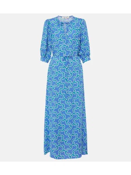 Rochie maxi Diane Von Furstenberg cu imagine de costum albastru