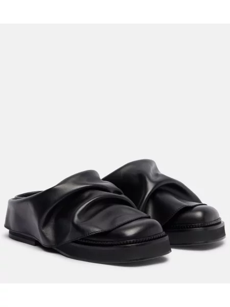 Papuci tip mules The Attico din piele negru