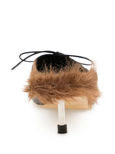 Blană artificială papuci tip mules Simone Rocha negru