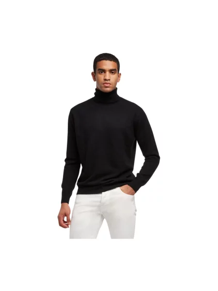 Lniany sweter z golfem Brooks Brothers czarny