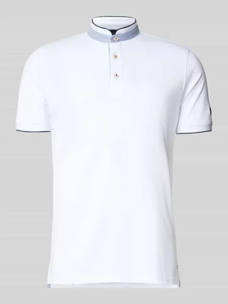 Koszulka polo o kroju regular fit z czystej bawełny ze stójką Christian Berg Men białe
