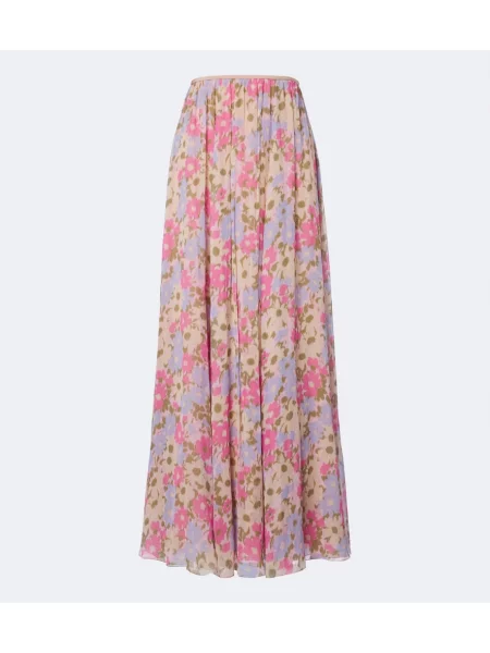 Fusta maxi Valentino de mătase cu model floral