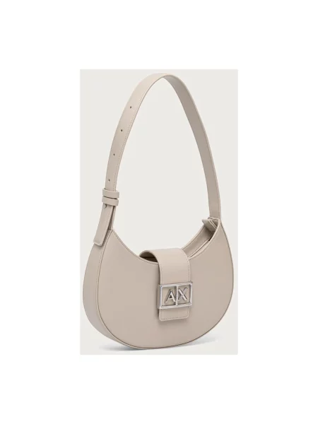 Armani Exchange torebka hobo z imitacji skóry beżowa