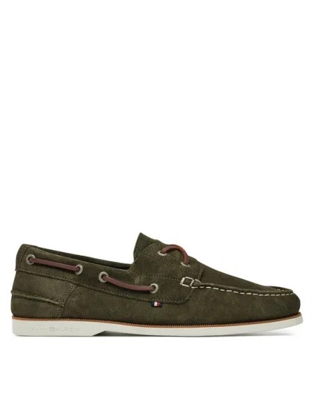 Tommy Hilfiger Pantofi Th Boat Shoe Core Suede verde