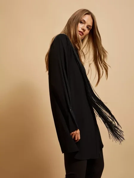 Cămașă Moodo cu franjuri negru