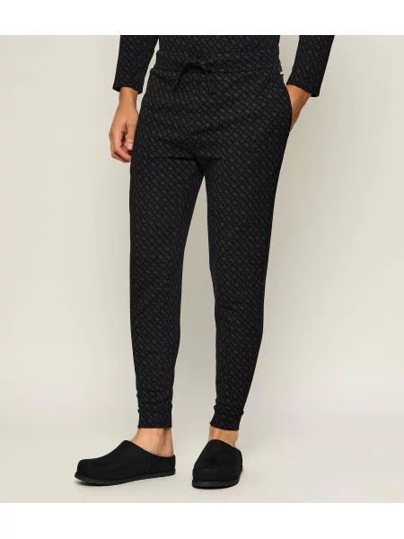 BOSS BLACK Pantaloni de pijama WaffleAOP negru