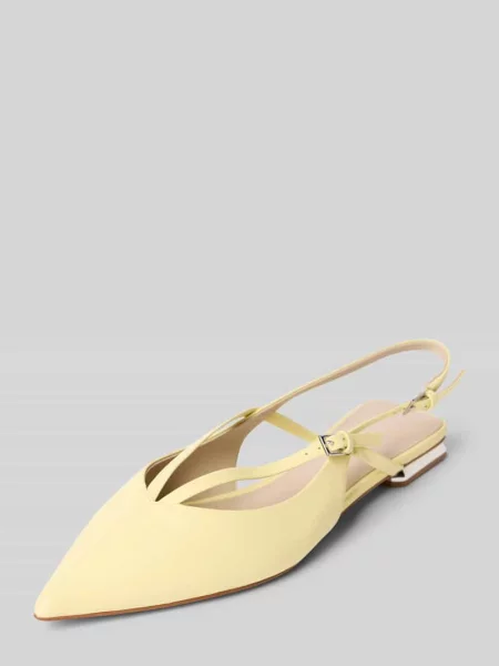 Baleriny ze zwężanymi noskami i paskami Marc Cain Bags & Shoes żółte
