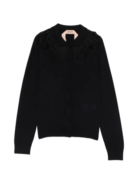 Dzianinowy kołnierzykowy kardigan N°21 niebieski