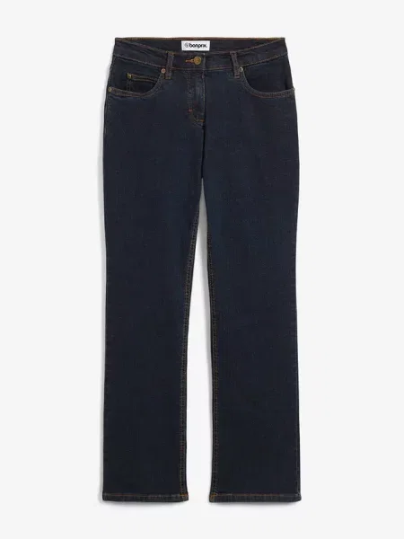 Jeansy ze stretchem straight mid waist niebieskie
