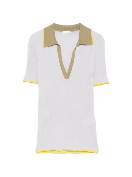 Gulerat tricou polo Roberto Collina tricotate violet