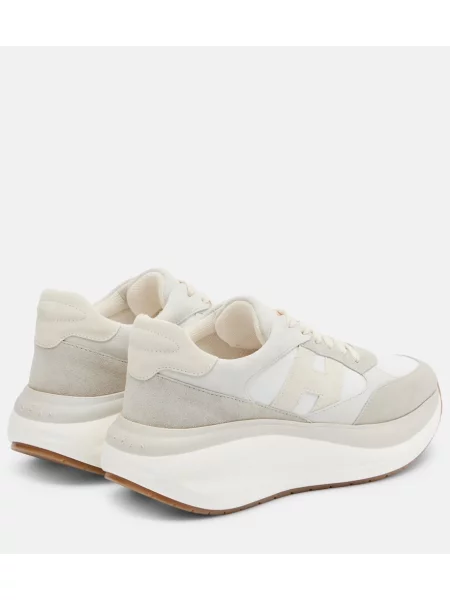 Sneakerși Hogan din piele de căprioară cu platformă alb