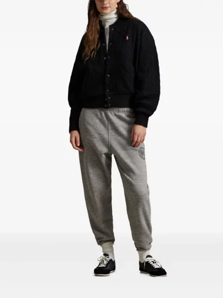 Tricou polo Polo Ralph Lauren cu dungi cu două rânduri de nasturi cu aplicații negru