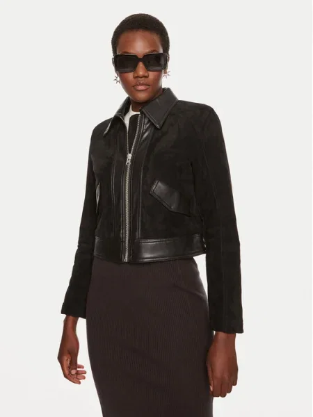 Sisley Geacă din imitație de piele negru
