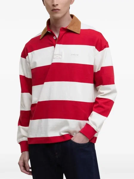 Polo Barbour de catifea cord cu dungi roșu