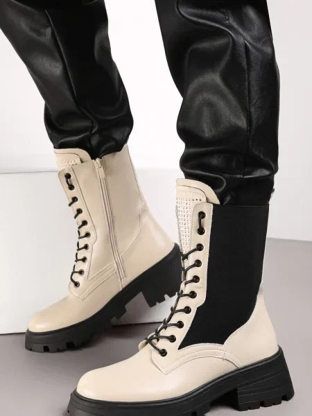 Botine Worker cu teaca elastica Lasile bej