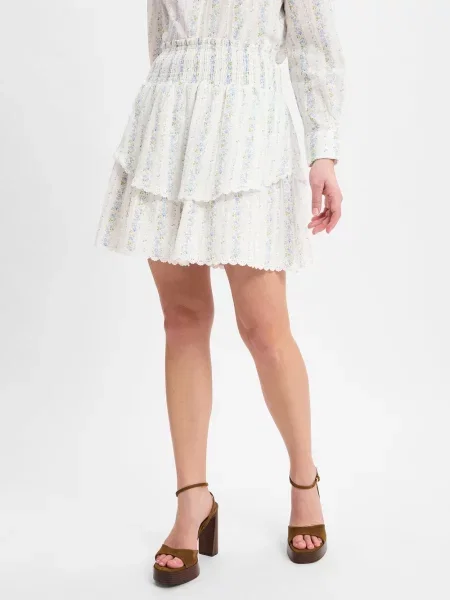 Marie Lund Collection mini spódniczka z falbanką Kobiety wzorzysty S biały