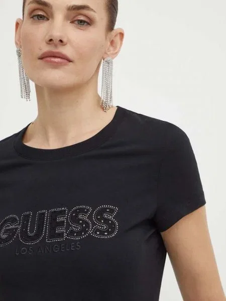 Къс тениска Guess черно