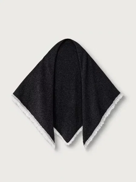 GANNI Triangular Scarf XXL szalik wełniany szara