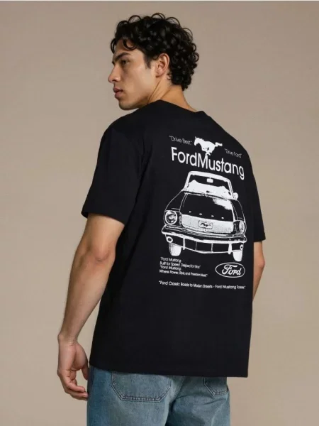 Sinsay koszulka z nadrukiem na plecach Ford czarny