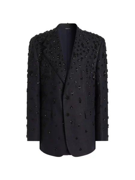 Geacă Dolce & Gabbana cu broderie cu un singur rând de nasturi albastru