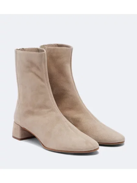 Cizme scurte Aquazzura din piele de căprioară bej
