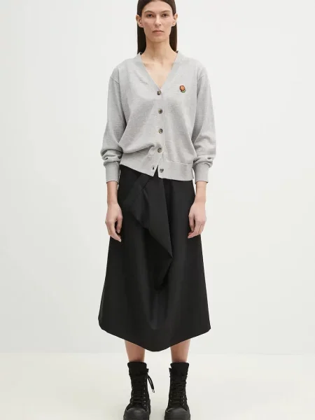 Шерстяной легкий кардиган Kenzo серый