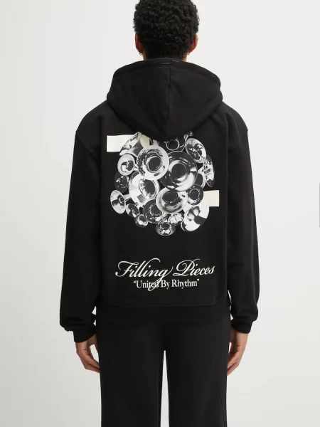 Filling Pieces hanorac de Zip Hoodie Bouquet cu glugă cu imprimeu negru