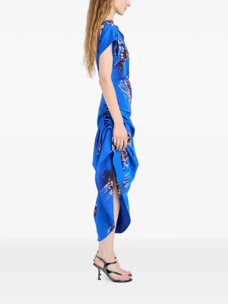 Drapiruota kostiumas midi suknelė Proenza Schouler iki kelių mėlyna
