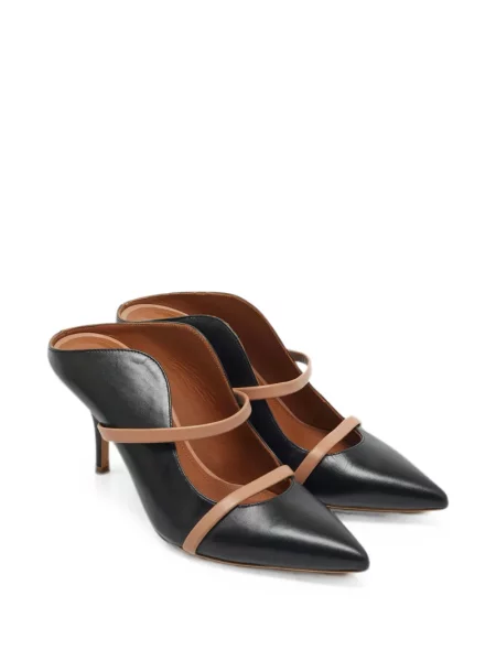 Papuci tip mules Malone Souliers cu bretele negru