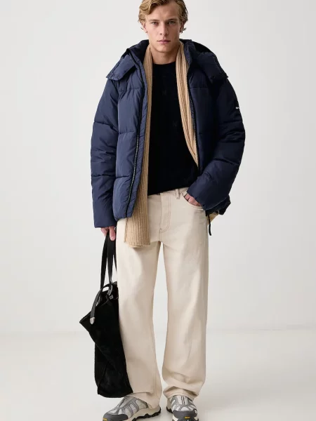 Tommy Jeans Pulover Flag Bleumarin albastru