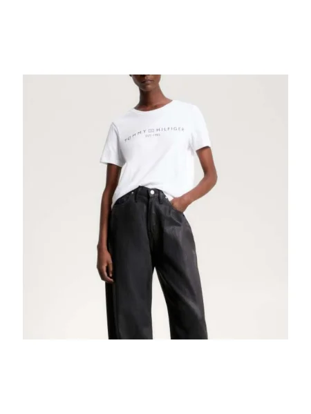 Tricou Tommy Hilfiger cu autograf alb