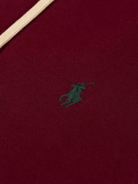 Суичър с качулка Polo Ralph Lauren с автограф с връзки червено