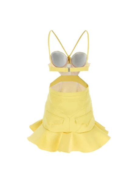 Sukienka mini Rabanne tiulowa żółta