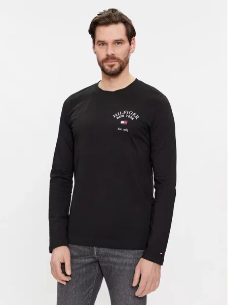 Tommy Hilfiger Majica z dolgimi rokavi Arch Varsity črna