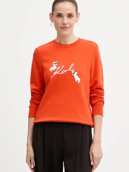 Karl Lagerfeld bluza IKON SIGNATURE z nadrukiem pomarańczowy