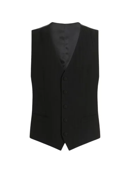 Vestă Dolce & Gabbana de lână cu dungi negru