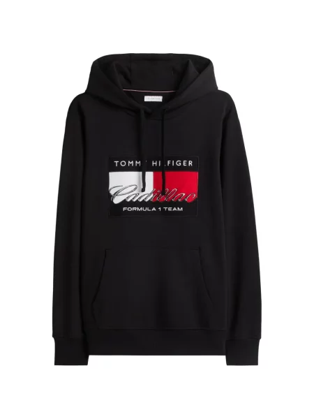 Hanorac cu glugă Tommy Hilfiger cu autograf negru