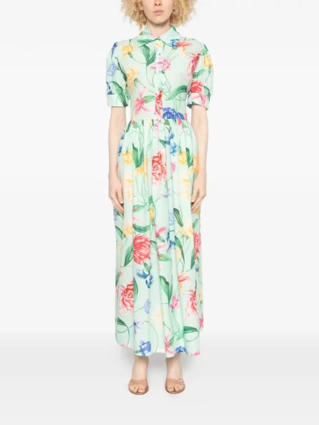 Rochie maxi Lavi Couture cu model floral cu imagine verde