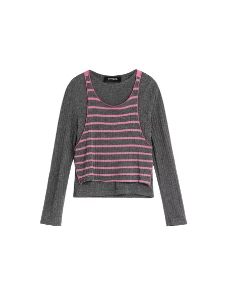 Desigual Tricou închis / roz gri