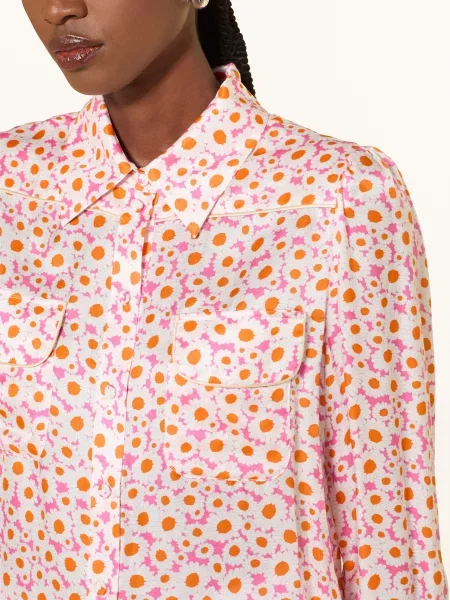 Sem Per Lei Koszula Z Dodatkiem Jedwabiu pink biała