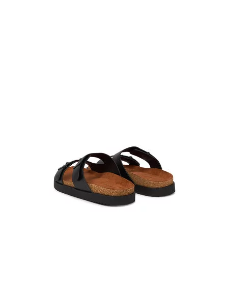 Šľapky Tommy Hilfiger Cork Adjustable Lth Sandal čierna