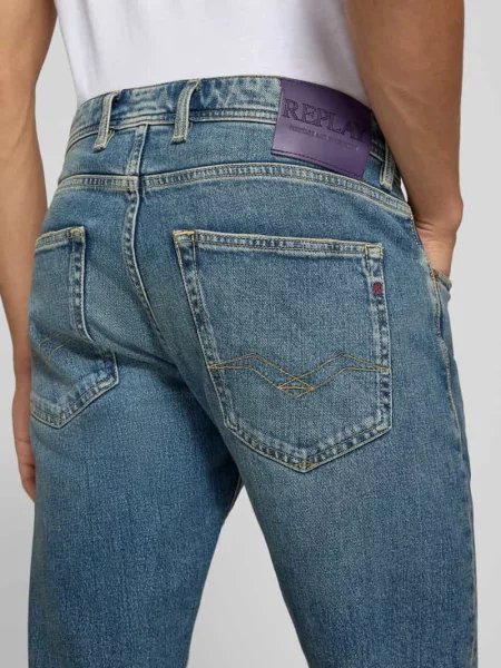 Jeansy o kroju slim fit z mieszanka bawełny model Grover' Replay niebieskie