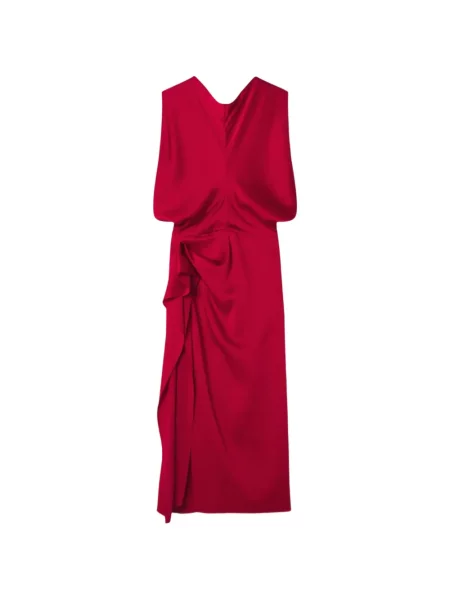 Rochie maxi Lanvin cu volane drapată roșu
